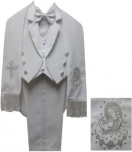 BOYS CHRISTENING TUXEDOS W/ TAIL (WHITE/SILVER) 0512250
